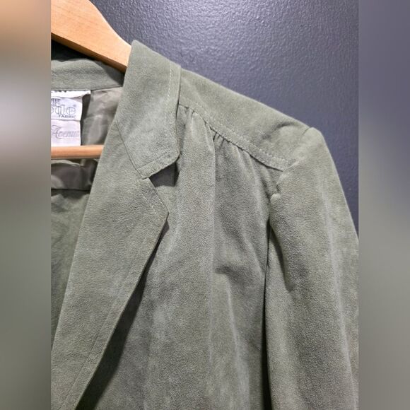 Sage Green Button Washable Suede Long Sleeve Blazer Women’s Sz 10 Western Boho - Picture 4 of 9